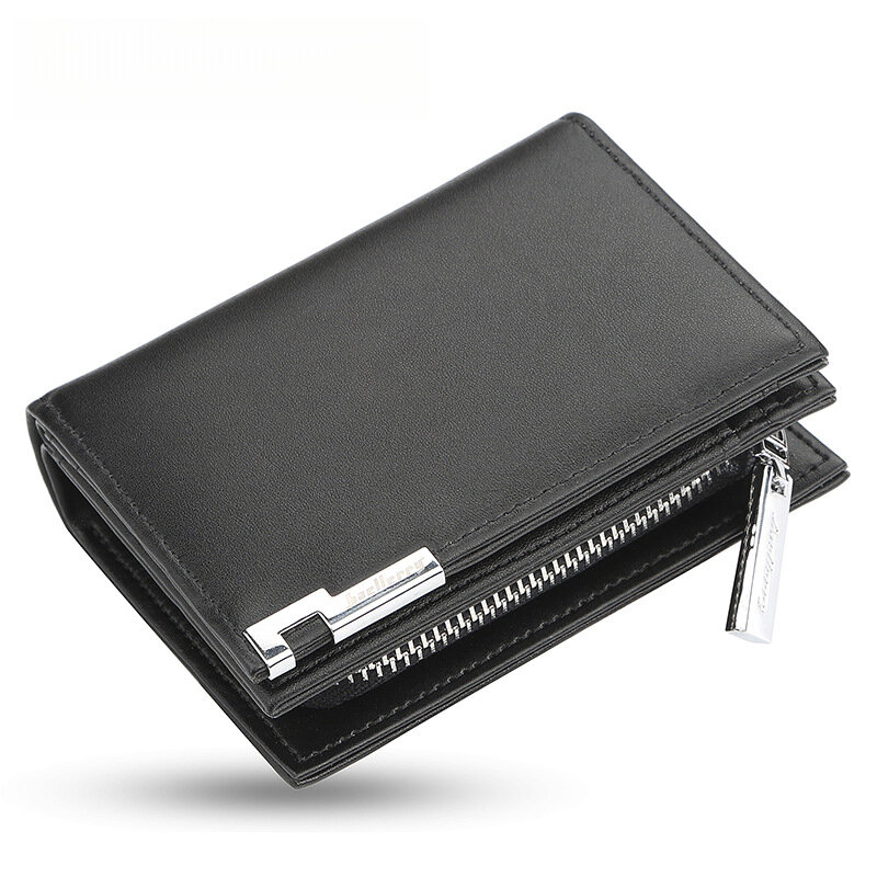 Men wallet PU leather fashion casual organ card holder men purse zipper male fold wallets