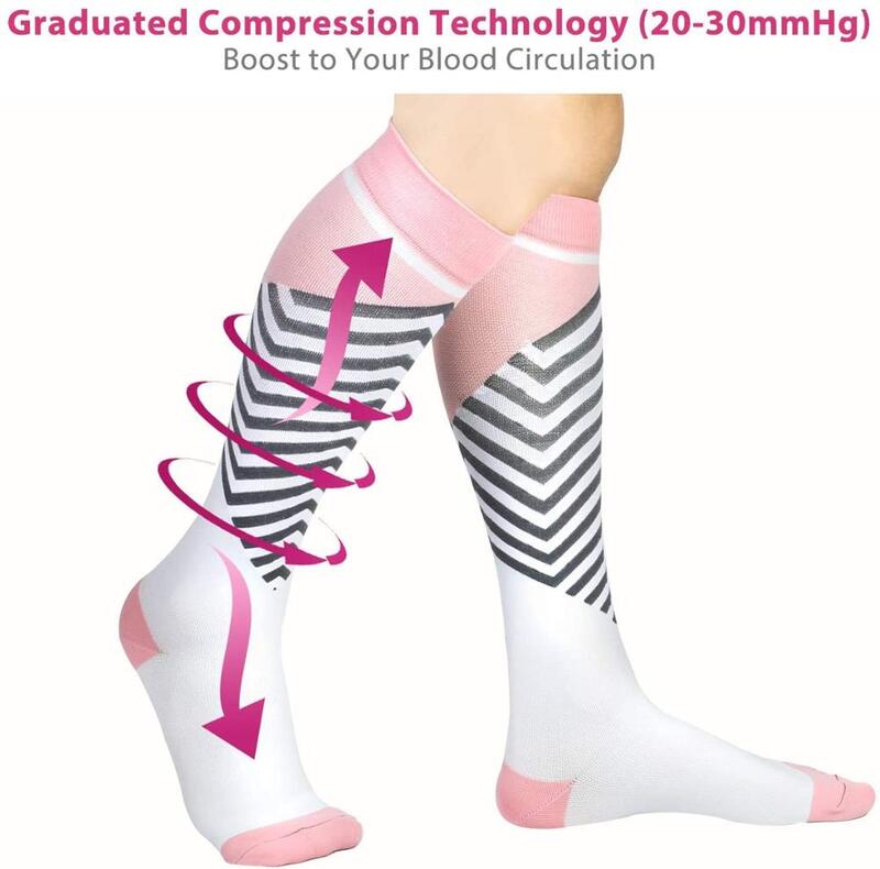 Calcetines deportivos de compresión para correr, antifatiga, alivio del dolor, Edema para embarazadas, hasta la rodilla