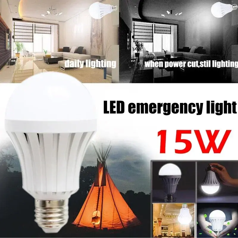 Ampoule LED de secours avec batterie aste, lampe de poche, éclairage extérieur, 5 W, 7 W, 9 W, 12W