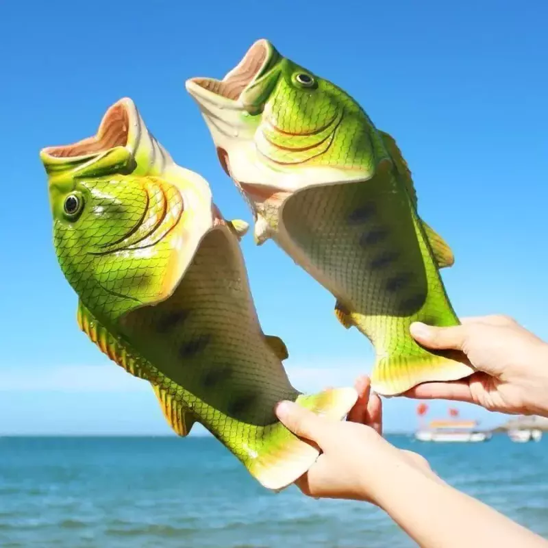 2023 śmieszne kapcie męskie obuwie rodzinne buty sandały rodzic-dziecko Plus rozmiar 24-47 letnie buty na plażę chłopcy Unisex kapcie rybne
