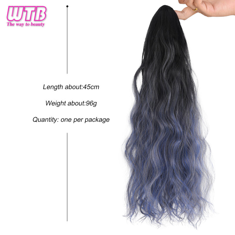 WTB Synthetic Long Curly Hair Gradient Wig Ponytail Female High Ponytail Small Grab Clip Braid Fluffy Curly Hair Fake Ponytail