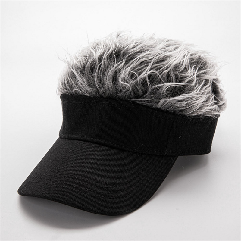 Moda Unisex czepek na perukę zwięzła daszki przeciwsłoneczne czapka bejsbolówka w stylu Hip-Hop uliczna słońce czapki z prostym daszkiem sztuczne włosy kasket czarny + szary