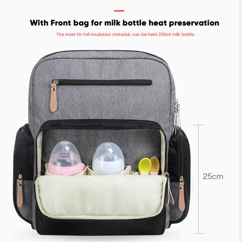Land-Bolsa de pañales de gran capacidad, mochila de viaje de moda para mamá y papá, bolsas de momia sólidas, organizador de cochecito, bolsas de bebé