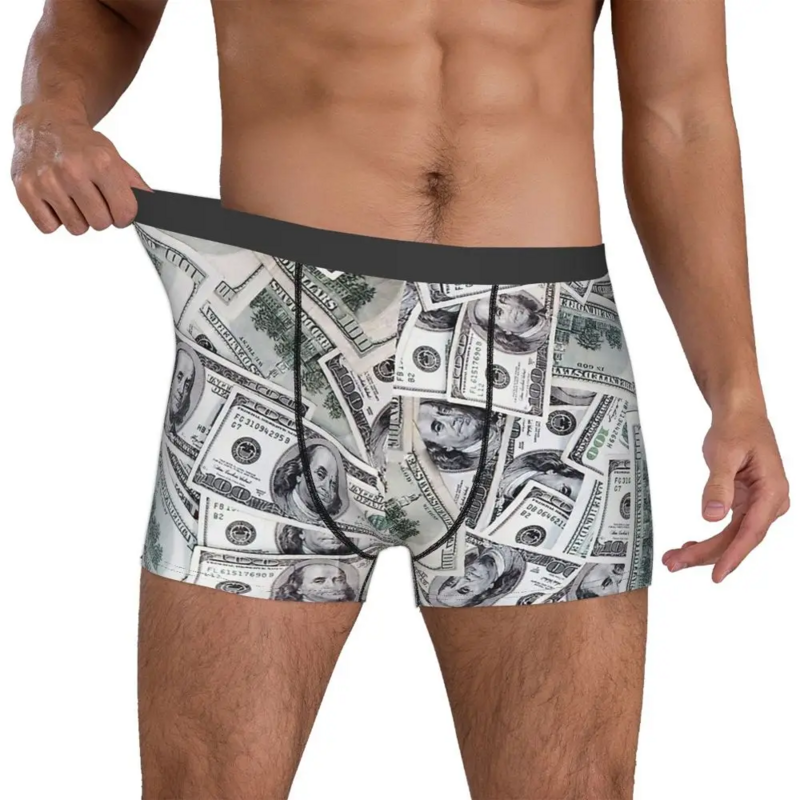 Cuecas Boxer para Homens, Roupa Interior, Calções Ventilados, Cuecas Masculinas, Cuecas de Cem Dólares