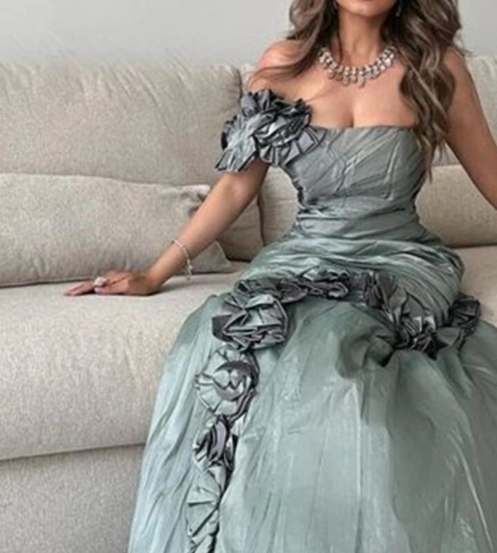 Eine Schulter Meerjungfrau Abschluss ball Kleider elegante Blume Party Kleid boden lang von der Schulter Taft formelle Abendkleider فساتين