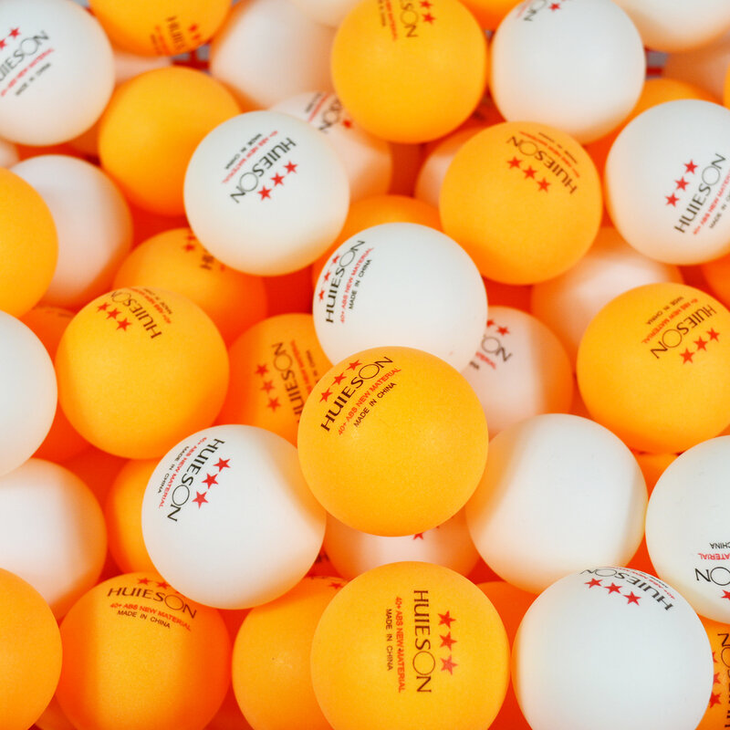 Мячи для настольного тенниса Huieson, 40 + мм, 3 звезды, из нового материала, ABS, 50, 100 шт., мячи для тренировок в пинг-понг, 2,8 г, бело-желтые