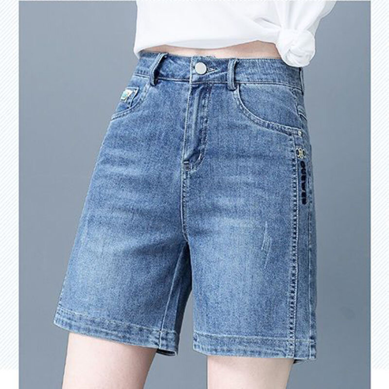 Jeans de cintura alta feminino, solto e emagrecedor, calças de perna reta, grande e versátil, verão