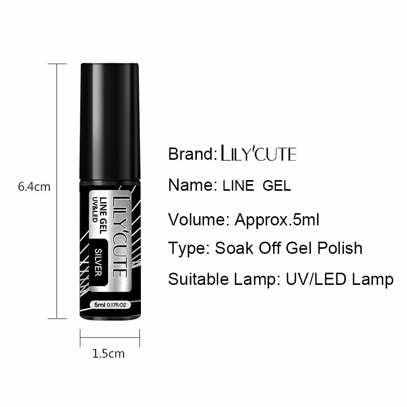 LILYCUTE  5ml Gold Sliver Metallic Liner Gel Nail Polish French Style Super Bright Mirror Pull Line Graffiti Painting Stripe Gel