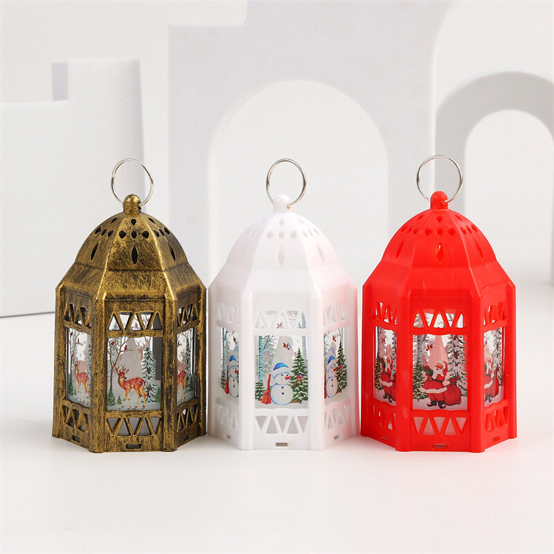 Christmas Lantern Candle Night Light Ornaments Led Santa Claus Snowman Hanging Lamp For Home New Year 2024 Vintage Desk Lamp