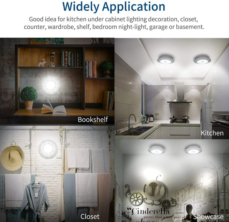 Lampu bawah kabinet COB dapat diredupkan 3W, lampu LED malam, lampu lemari, tombol tekan, lampu tangga, sakelar jarak jauh, lampu dapur, kamar mandi
