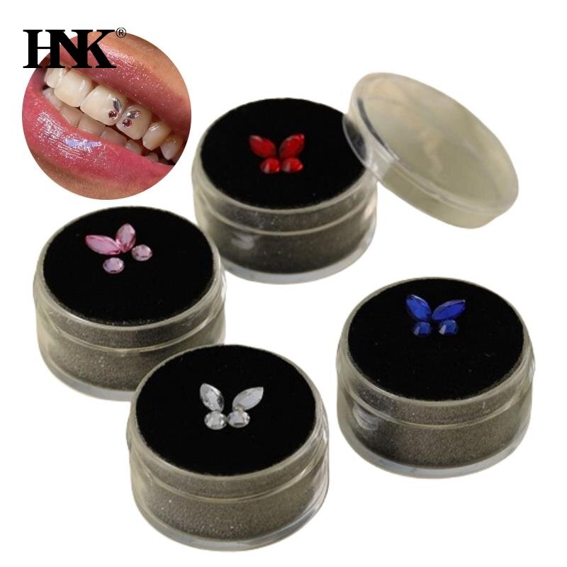 4Pcs/Box Dental Tooth Gems Crystal Diamond Ornament Various Shapes Color Teeth Jewelry Denture Acrylic