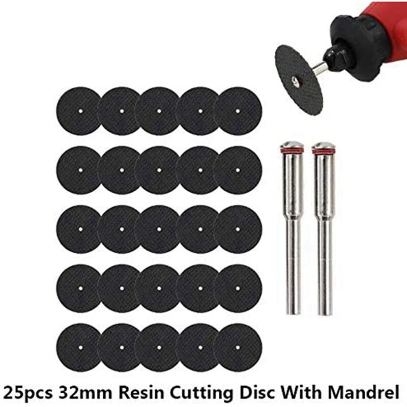 75Pcs 32Mm Grinding Wheel With Mandrels For Rotary Tools Resin Cutting Disc Mini Circular Saw Blade Rotary Cut Off Wheel