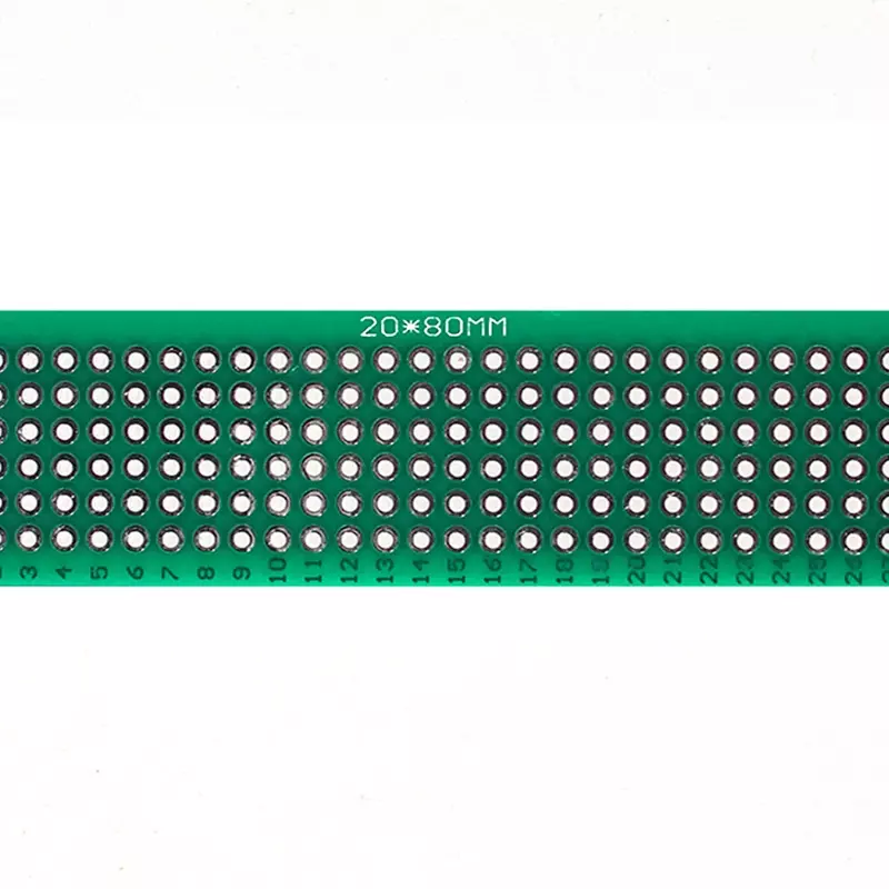 ユニバーサル両面ボード,5個,2x8cm,緑色,DIY,PCB付き