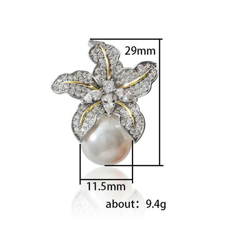 1 ~ 20PCS Huitan splendido fiore imitazione orecchini di perle donne di lusso intarsiato scintillante CZ pietra moda gioielli da sposa all'ingrosso