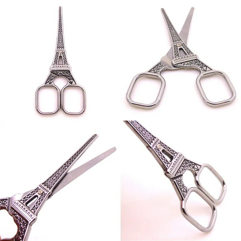 Ciseaux vintage en forme de tour Eiffel en acier inoxydable, outils de couture pour tissu, couteau utilitaire de bureau, bricolage