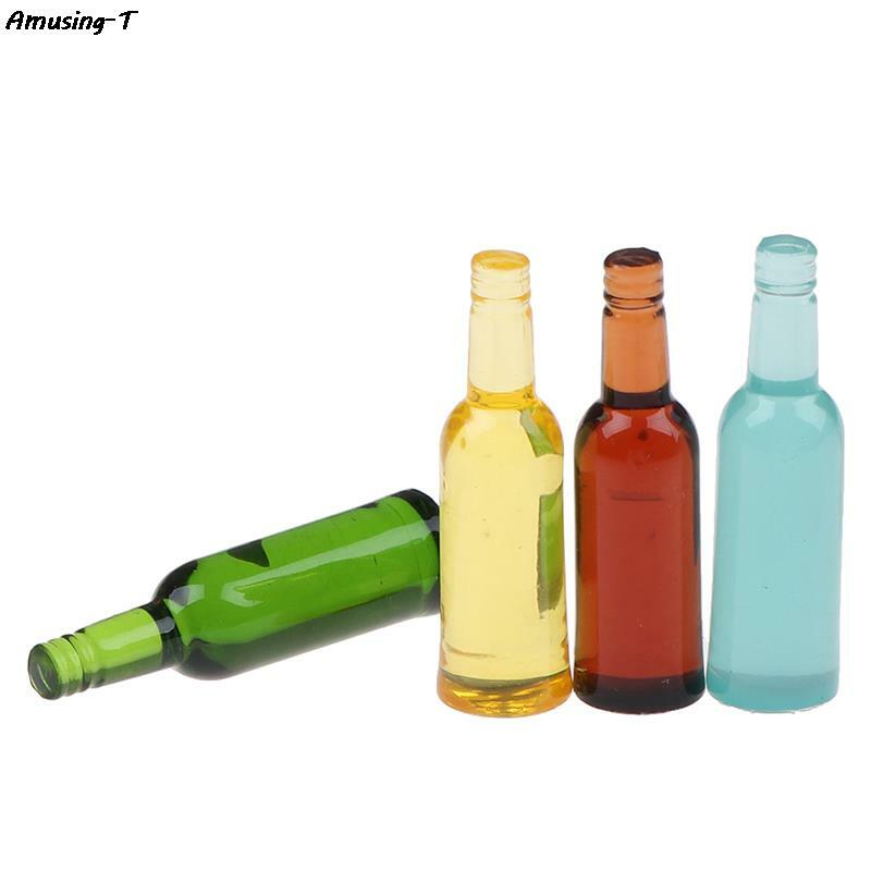 6Pcs 1:12 Dollhouse Miniature Toy Beer Wine Drink Bottle Doll Food Kitchen Living Room Accessories