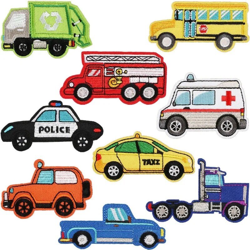 Parche de tela bordado de ambulancia para Taxi, pegatina térmica para sombrero, Jeans, mochila, coser, adhesivo, emblema de coches de policía, 2024