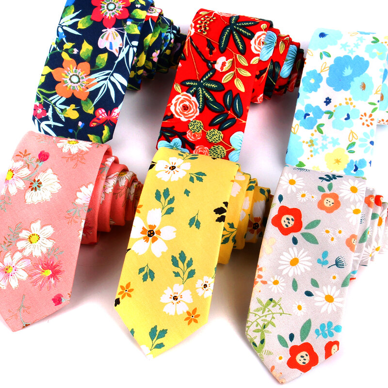 Новый Цветочный галстук для мужчин и женщин, узкий хлопковый галстук на шею для свадьбы, повседневные мужские галстуки, классические костюмы, галстук с цветочным принтом