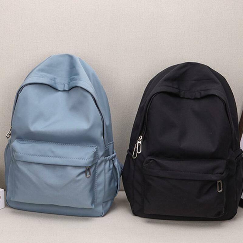 Capacity Backpack Capacity Waterproof Nylon Backpack for Students Travelers Ultra-light Solid Color School Bag Waterproof