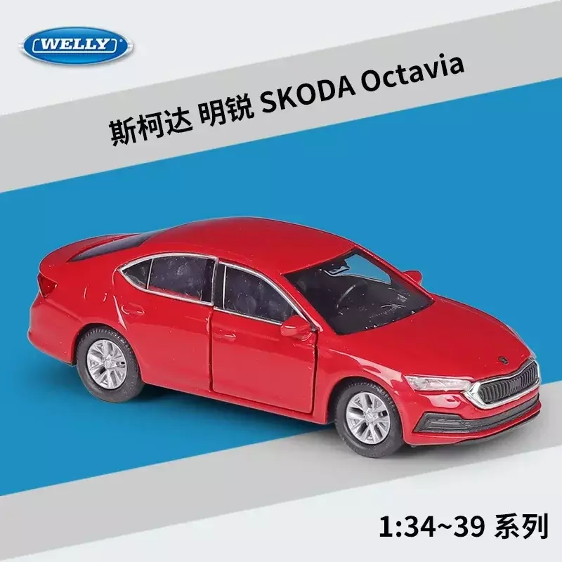 WELLY-coche de aleación de Metal fundido a presión para niños, modelo de coche de alta simulación, 1:36 Skoda Octavia, regalos de colección de juguetes para niños