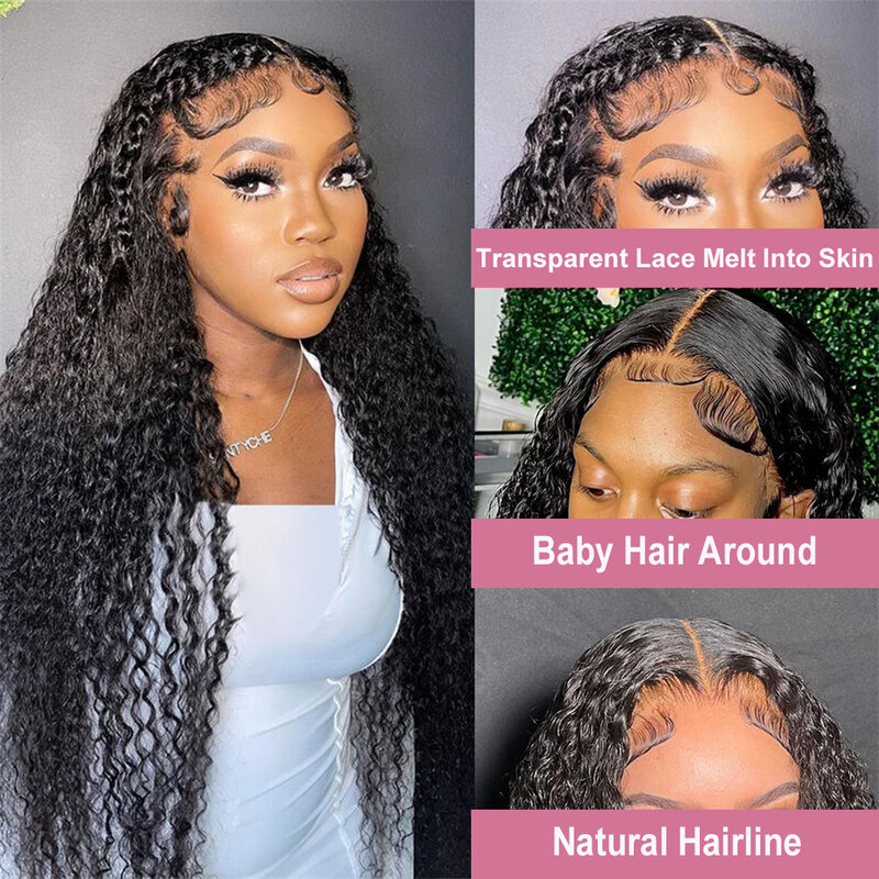 Transparent Deep Wave Lace Front Human Hair Wig 4x4 Pre-Plucked Brazilian Curly Human Hair 13×4 13x6 Lace Frontal Wigs for Women