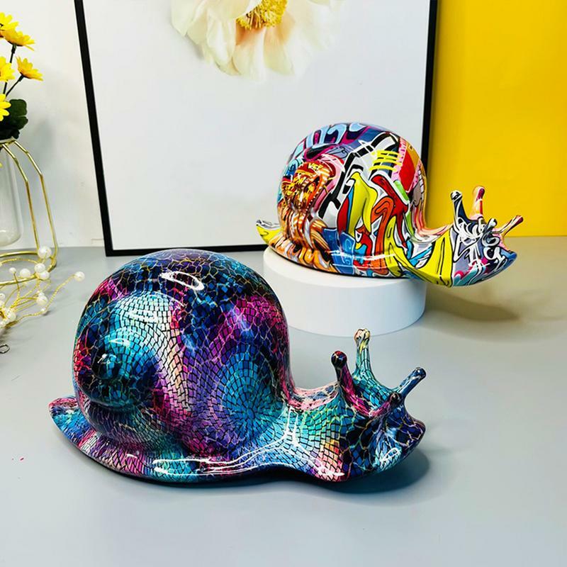 Rzeźba ślimaka kolorowa żywica figurka ślimaka zwierząt Murano posąg gad mały żywiczny ślimak ozdoby na biurko