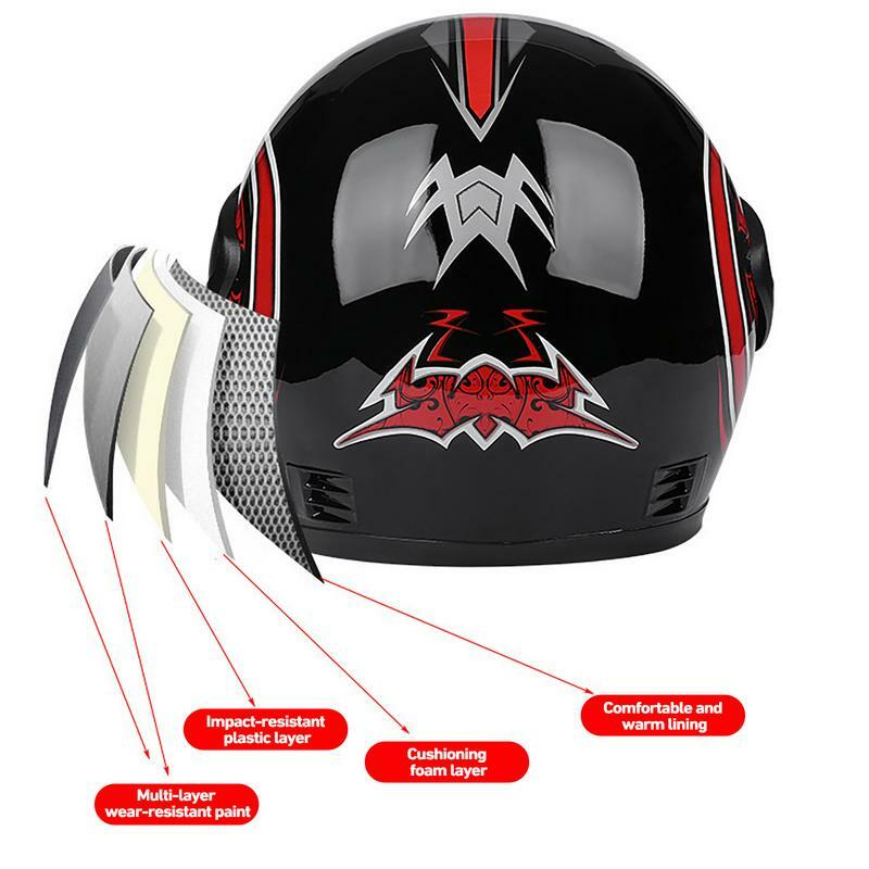 Casco termico per moto visiera parasole leggera per bici da strada copritesta per moto per adulti Unisex con testa di sciarpa staccabile