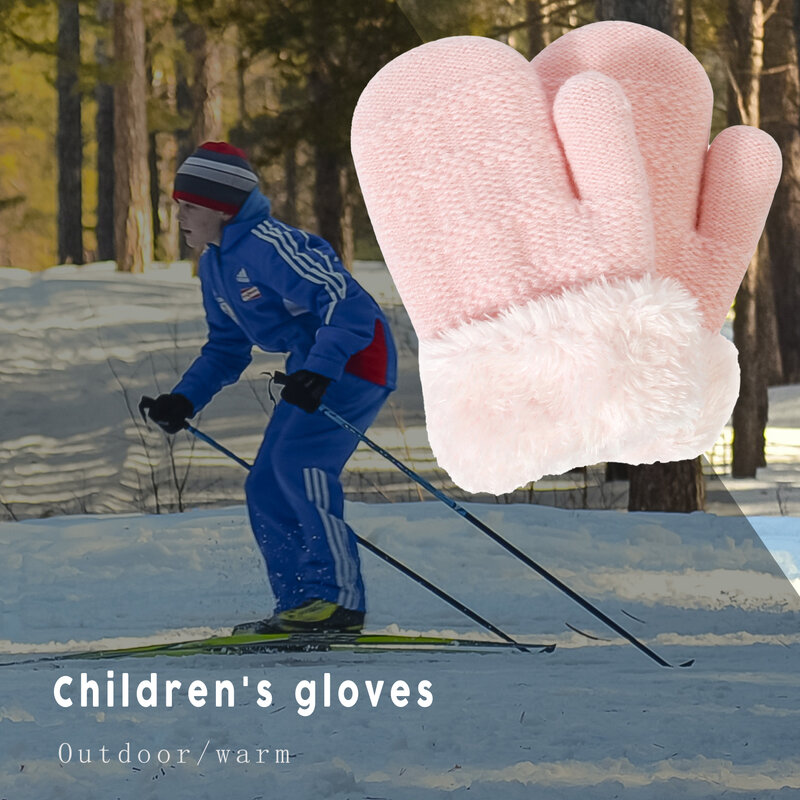 Зимние варежки, перчатки для детей, теплые плотные теплые перчатки с флисовой подкладкой для детской одежды