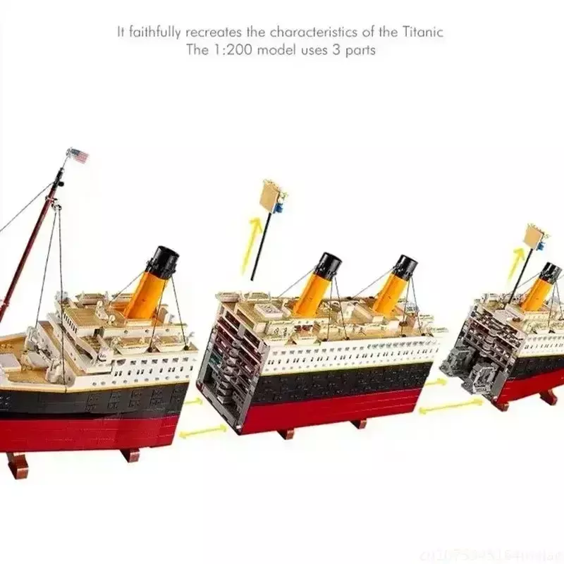 كتل بناء سفينة سياحية تايتنيك للأطفال ، طوب سفينة قوارب كبيرة ، ألعاب ذاتية الصنع في المخزون ، متوافقة مع.