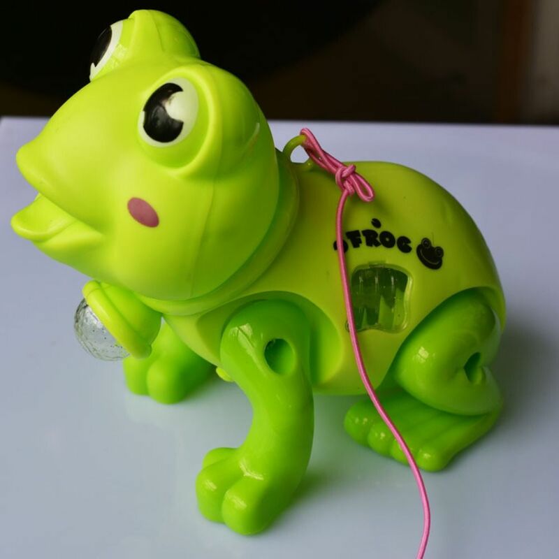 Mainan edukasi anak-anak, dengan proyeksi musik kodok elektrik kartun kodok pendidikan musik Montessori dapat digunakan kembali plastik