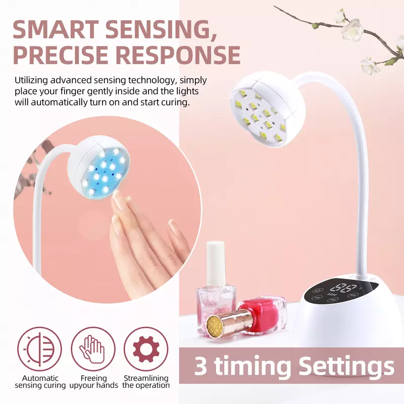 New Wireless LED UV Lamp Rechargeable Nail Lamp 360° Bendable Nail Dryer With Smart Sensing Touch Control Professional Nail Tool