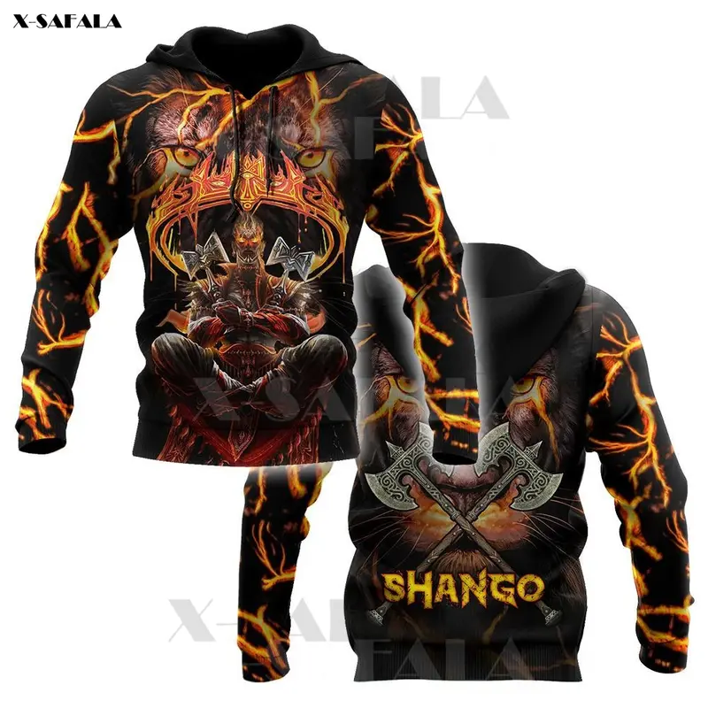 Africano shango orisha ace guerreiro 3d impresso com zíper hoodie masculino pulôver moletom com capuz jérsei agasalhos outwear casaco casual
