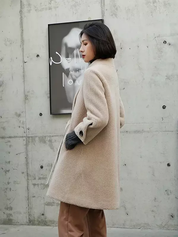 Пальто из натурального меха, женская зимняя куртка, 2020 винтажная 100% шерстяная куртка, корейские меховые топы, 282152
