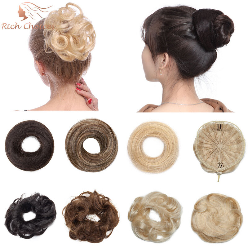 Rich Choices 100% Human Hair Bun Extension Donut Chignon Hairpieces for Both Women and Men Instant Up-Do Bun Scrunchies