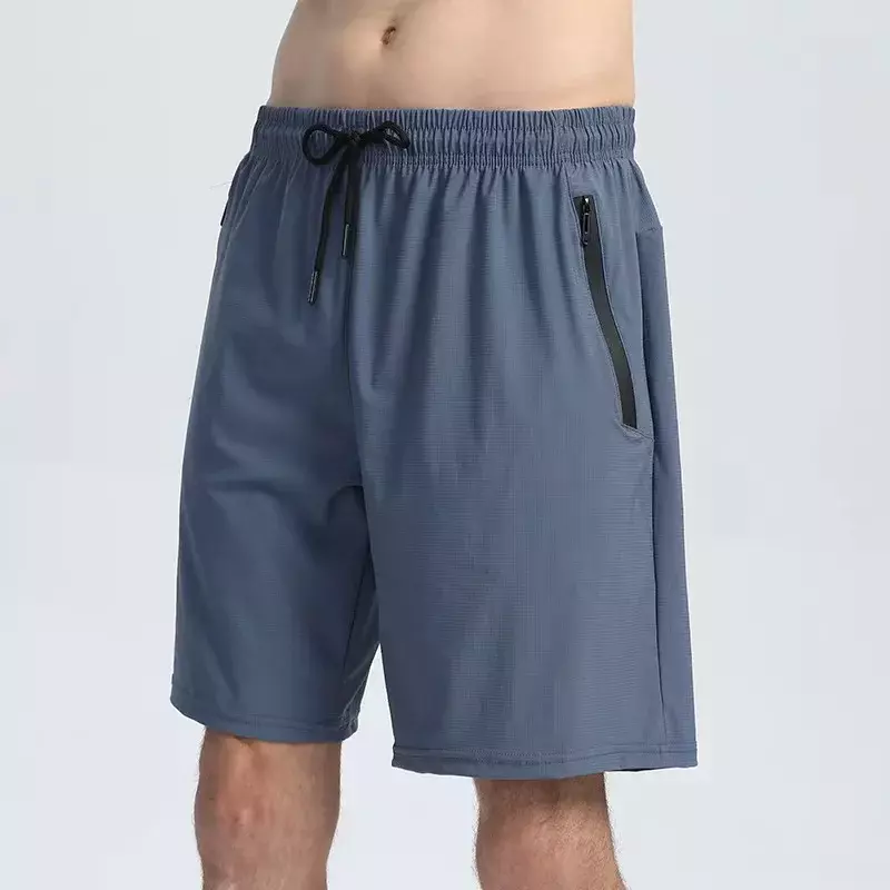Lemon-Short de sport pour homme, vêtement de couleur unie, à séchage rapide, avec poches zippées, idéal pour la course à pied, l'entraînement, la gym, l'été