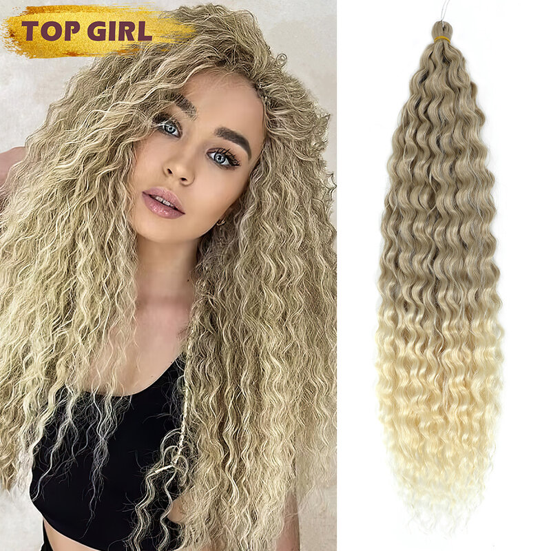 22"Ariel Curl Hair Water Wave Twist Crochet Hair Synthetic Afro Curls Crochet Braid Ombre Pink Braiding Hair Extension For Women