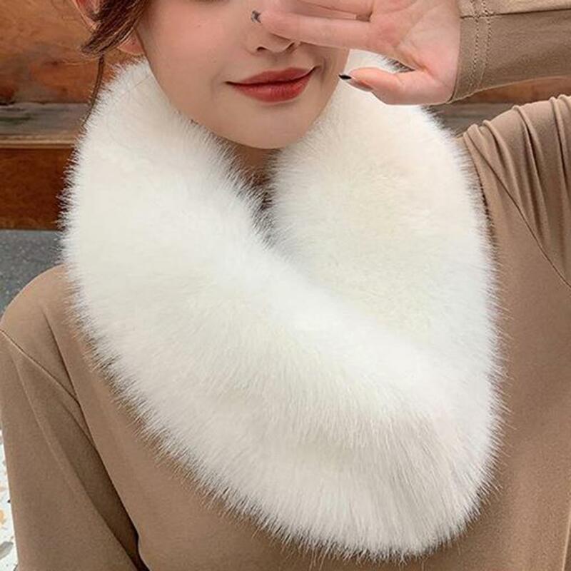 Solid Color Wide Scarf Wrap Warm Clip Buckle Winter Scarf Women Faux Fur Scarf Neck Warmer Fashion Accessories