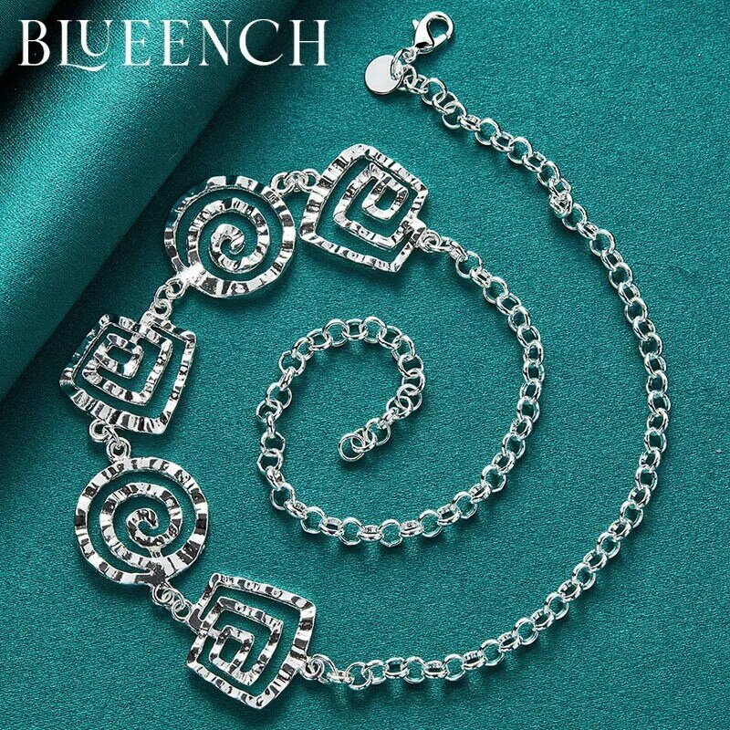 Blueench – collier avec pendentif carré en argent Sterling 925 pour femmes, bijoux de soirée, de mariage, à la mode