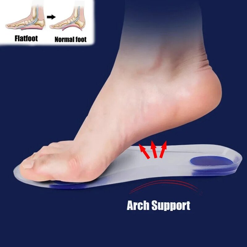 Silicone Gel Medical Insoles for Shoes Men Women Flat Foot Arch Support Orthopedic Insoles for Plantar Fasciitis Relief Shoe Pad