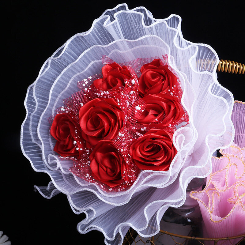 28cm * 4,5 m Blumen verpackungs garn Perlen rand Wellen gitter garn Blumenstrauß Verpackungs papier Valentinstag Hochzeits feier Geschenk dekor