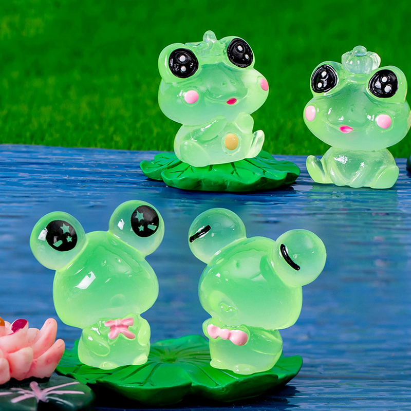 Figuras de rana luminosas para el hogar, esculturas de rana, decoración brillante para habitación animada, Mini Animal divertido de resina, 6 piezas