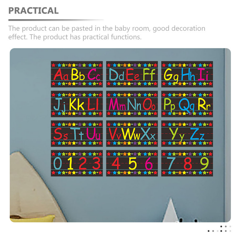 PVC alfanumérico adesivo de parede para crianças, Compact Numbers Decal, Acessórios para Criança