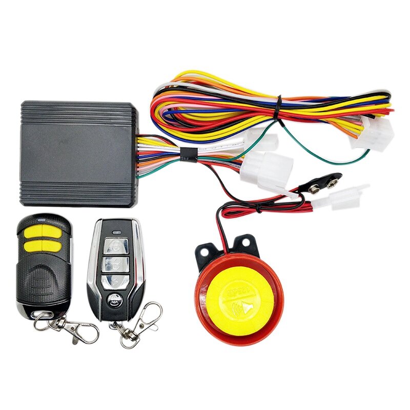 Motocicleta Single-Channel Safety Alarm, sistema anti-roubo, 2 cores de controle remoto, um botão Start, bicicleta, scooters
