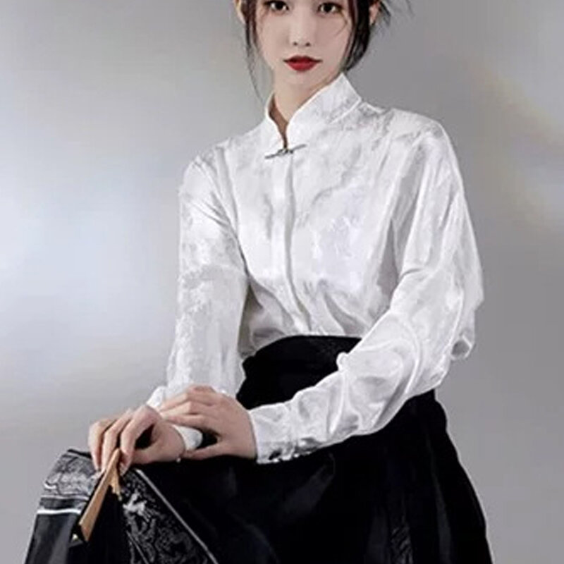 Pieghe a maniche lunghe da donna top Hanfu tradizionale cinese primavera ed estate incontri dinastia di strada adatto per il tempo libero quotidiano