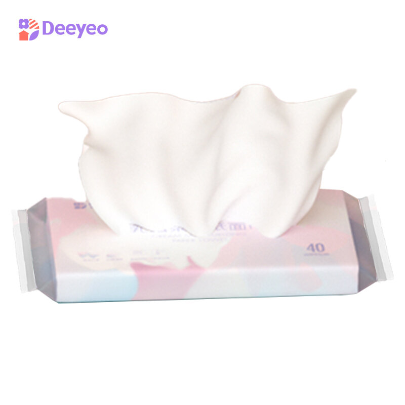Deeyeo fazzoletti per il viso tovaglioli per bambini lisci a pompaggio morbido a 3 strati carta per il viso 40 pezzi