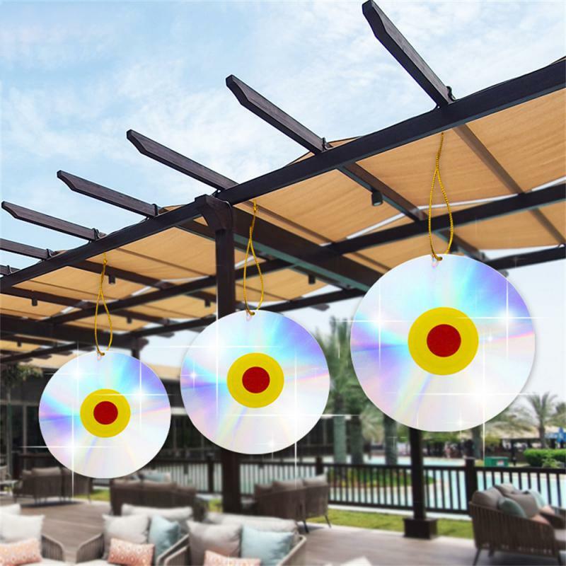 Garden Bird Repellents Tool Double-sided Laser Reflective Courtyard Decoration Anti-bird Film Repellent Plate with lanyard