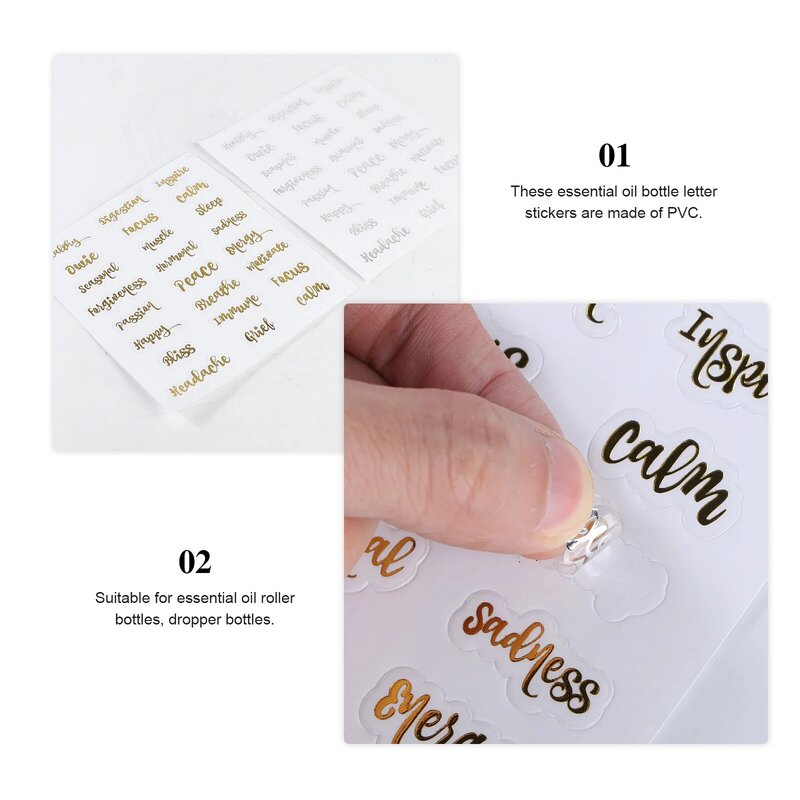 10 Sheets Essential Oil Bottle Labels Stickers Self-Adhesive Bottles Markers