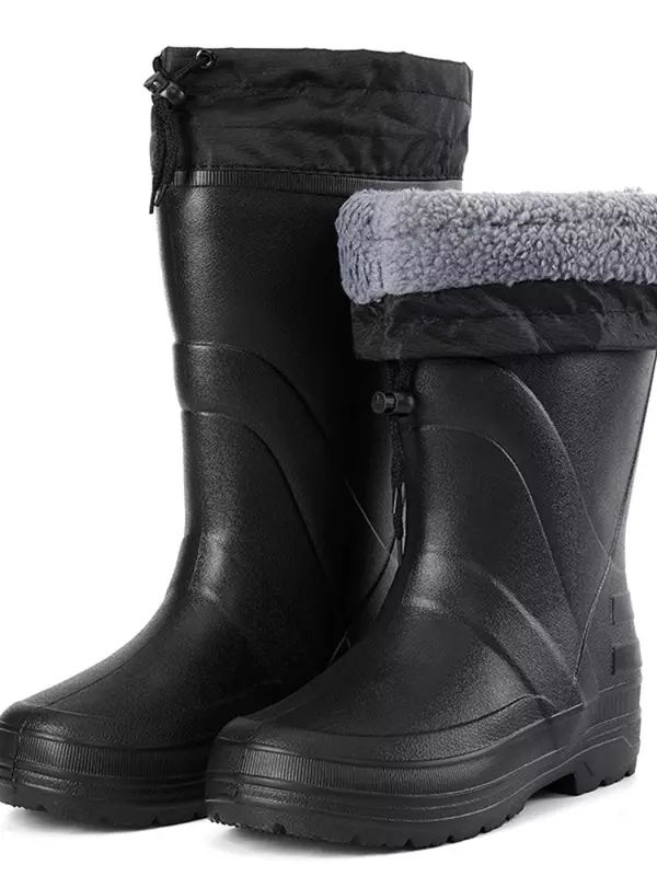 Men Rain Boots High Rain Boots Platform Snow Boots Winter Windproof Cotton Winter Warm Slip on Shoes for Men New Zapatos Mujer