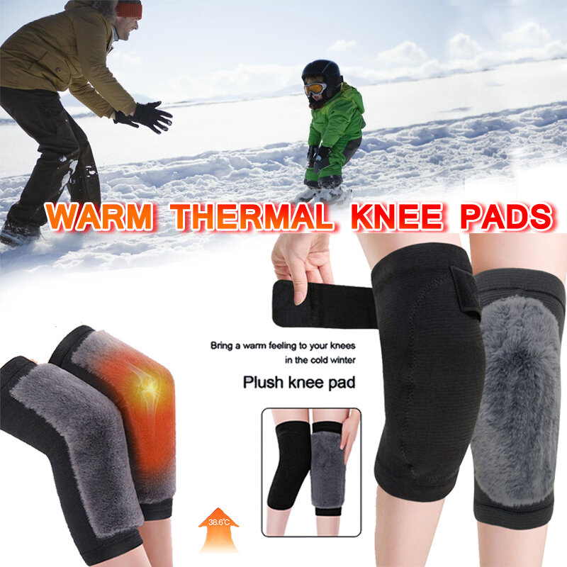 Bantalan lutut anti-kelinci, tebal musim dingin pria dan wanita pelindung kaki elastis rajut bantalan lutut hangat