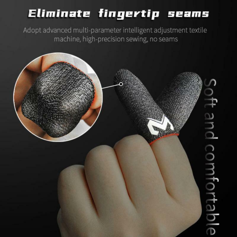 2 pces tela de jogo móvel de fibra de prata berços de dedo respirável à prova de suor luvas de manga de dedo jogo de comer frango capa de toque